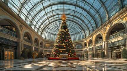 Obraz premium Elegant Indoor Christmas Tree with Festive Decor
