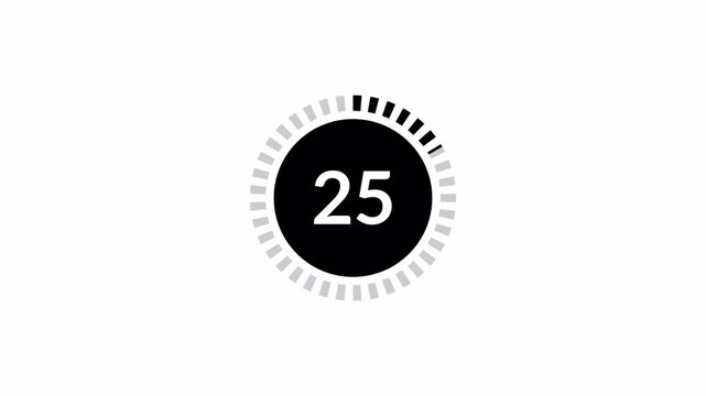   Circle countdown timer thirty seconds animation from 30 to 0 seconds on transparent background with alpha channel, 30 second countdown timer, Countdown video
