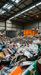 Waste sorting plant processing plastic garbage for recycling