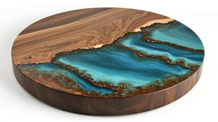 Obraz premium Artistic Wooden Table with Epoxy Resin Design