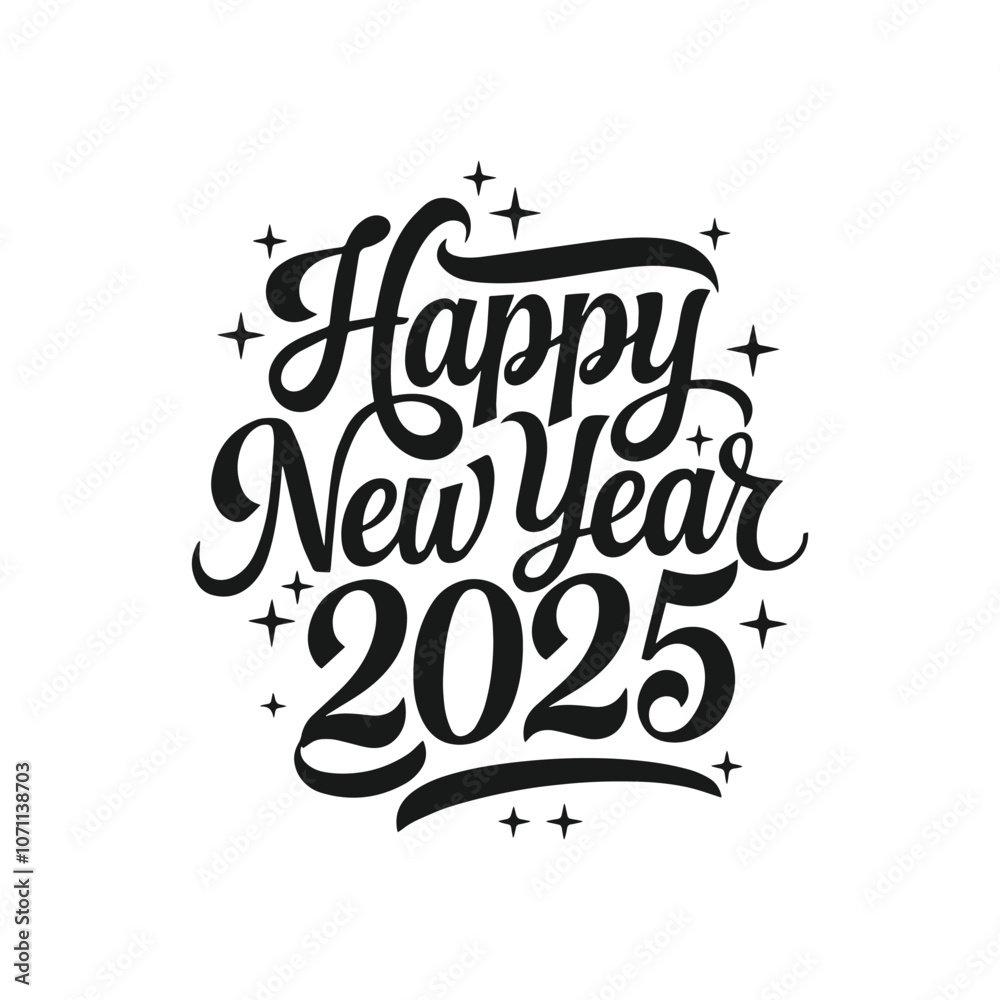 Fototapete Happy New Year text design. 2025 number design template. Collection of 2025 Happy New Year symbols Vector illustration, 2025 abstract Happy New Year poster, background Vector.