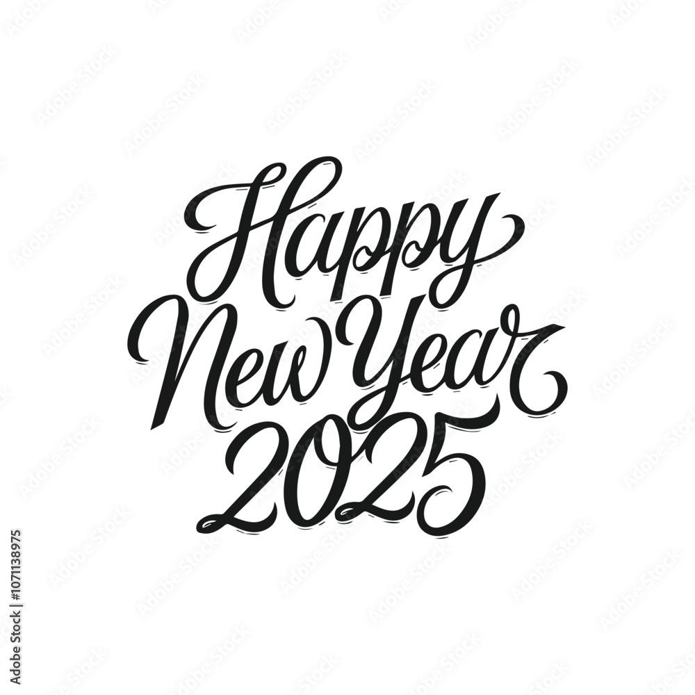 Fototapete happy new year text design. 2025 number design template. collection of 2025 happy new year symbols v