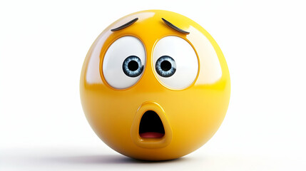 Fototapeta premium Shocked Emoji: A playful 3D emoji with a shocked expression, isolated on a pure white background.Generated by AI 