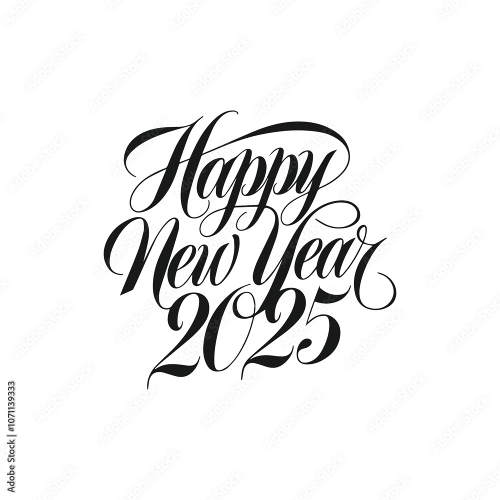Fototapete happy new year text design. 2025 number design template. collection of 2025 happy new year symbols v