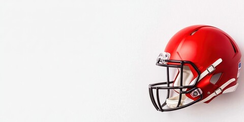 Fototapeta premium Red football helmet isolated on a white background, perfect for sports-themed designs and marketing.