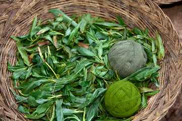 colorful ball of wool ready to be used by weavers at Chinchero-Cusco Peru.