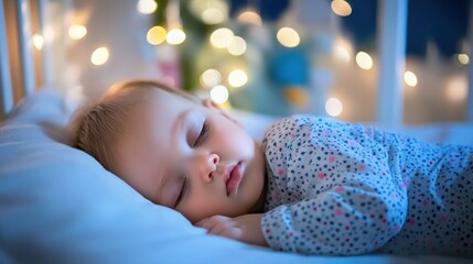 Peaceful Sleeping Baby with Soft Lights in Background
