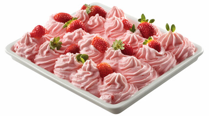 Whipped Strawberry Soft Ice Cream: Creamy strawberry ice cream presented on a white background. Generative AI 