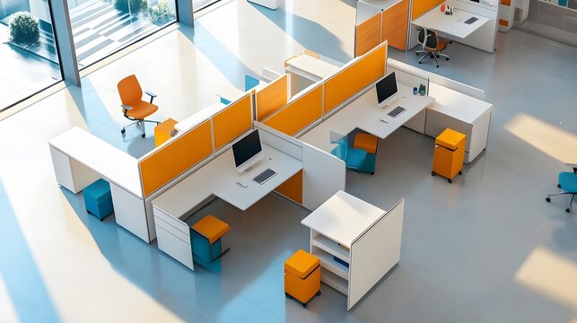 Modern office with comfortable and collaborative workspaces designed for productivity