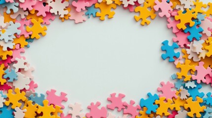Obraz premium Colorful Puzzle Pieces on a Light Background