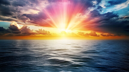 Obraz premium Rainbow over the sea