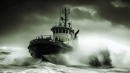 A boat on a rough sea
