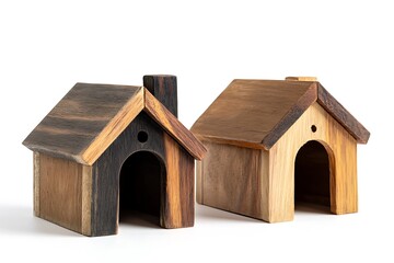 Dog houses isolated on white background close up