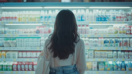 woman on her back in a food store