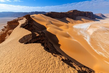 Detailed image of the Sahara Desert on Earth, with endless sand dunes and a vast, dry landscape