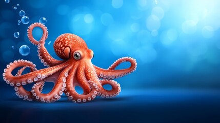 Naklejka premium Intriguing underwater scene, multiple octopuses explore their marine habitat multiple