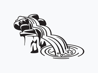 waterfall icon vector isolated, simple hand drawing