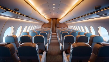  Interior of a modern passenger plane aircraft airplane interior.