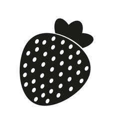 Strawberry icon. Black silhouette of fresh and juicy berry. Natural and organic fresh product with vitamins. Crop and harvest. Template and layout. Linear vector illustration