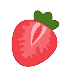 Strawberry icon. Red fresh and juicy berry. Natural and organic fresh product with vitamins. Graphic element for website. Flat vector illustration