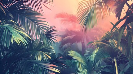 Vector design template featuring summer palms, tropical vacation theme