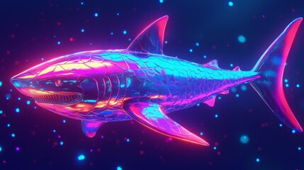 Obraz premium Futuristic Shark in Vibrant Neon Colors