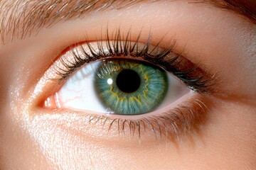 Fototapeta premium Realistic eye with long lashes and natural makeup, capturing every detail with clarity