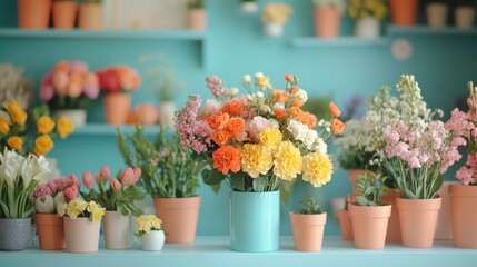 Colorful Flower Display in Bright Setting