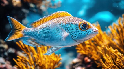 Obraz premium Vibrant Underwater Scene with Coral and Fish