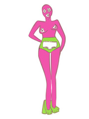 a pink bright weird alien girl who fully embraces her wildness