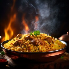 Delicious Hot Biryani Food Background 