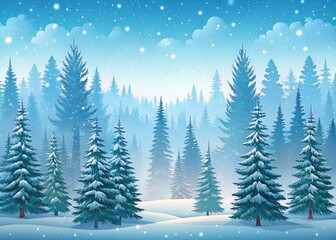 Obraz premium Serene Winter Forest Background in Flat Design Style with Copy Space on the Left for Your Creative Needs