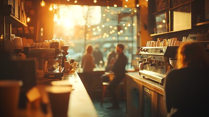 Caf&eacute; patrons enjoying warm atmosphere at sunset
