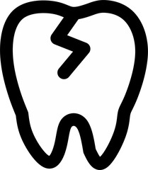 Molar cracked tooth outline icon. Human tooth silhouette, dental logo. Fit for dental clinic logo.
