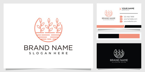 modern line Tree and land logo design inspiration