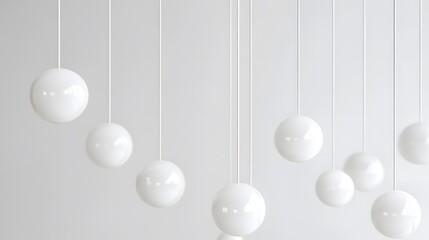 White Spherical Light Fixtures Hanging from a Ceiling