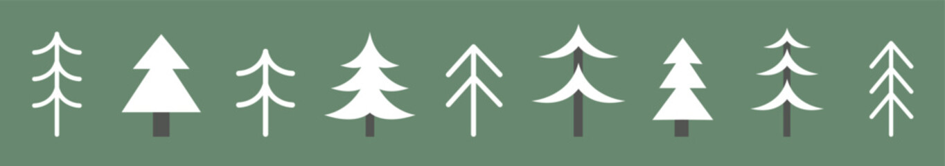 Naklejka premium Simple flat Christmas tree set. Christmas symbols isolated. Vector illustration