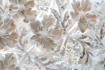 White flowers. Winter fairy-tale openwork background. 