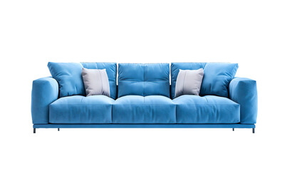 Fototapeta premium Soft Blue color of Modern sofa set isolated on a transparent background.