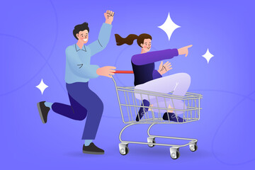 woman with shopping cart	