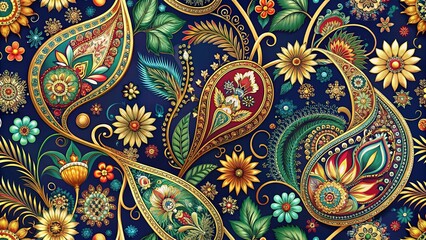 A vibrant tapestry of swirling patterns, intricate details, and blossoming flora, all interwoven into a seamless symphony of color and texture.