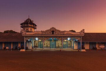 Fototapeta premium View of Keraton Kasunanan in the sunset, this palace is located in the city of Solo or Surakarta, Indonesia 