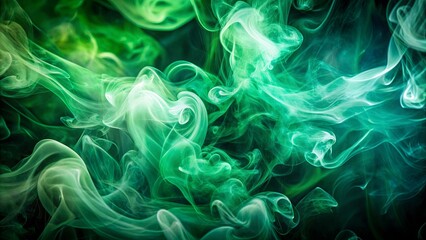 Fototapeta premium Abstract Green and White Smoke Curls, Flowing and Swirling in a Dance of Ethereal Beauty
