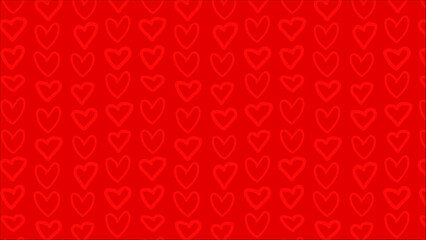 Red background illustration with lots of hearts, for Valentine's Day.
