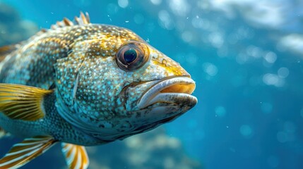 Obraz premium An exotic looking fish under the sea water.