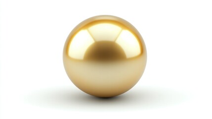 3D gold pearl icon, polished and shiny, isolated on a white background, centered top view.