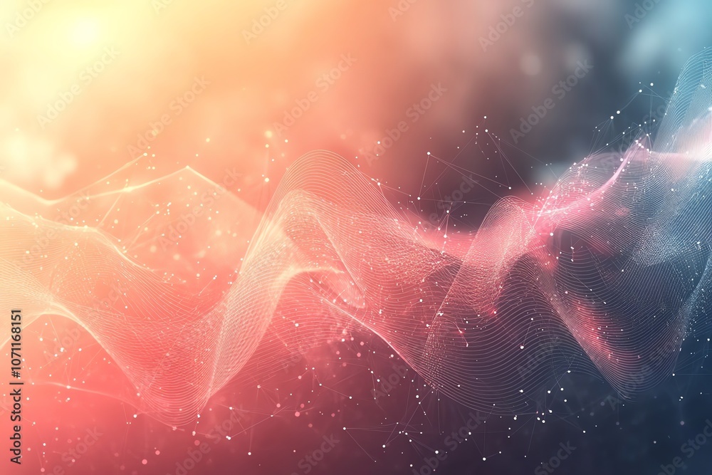 Aufkleber Abstract background with flowing lines and glowing particles in a futuristic style.