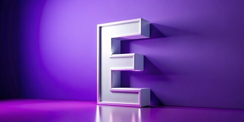 Stunning 3D Rendering of Purple and White Font 'E' with Rule of Thirds Composition for Eye-Catching Visuals and Design Inspiration