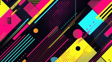 Abstract geometric pattern with bright colors and dynamic shapes.