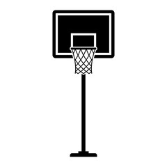 Basketball Hoop and Stand Vector Illustration – Flat Cartoon Icon in Black and White, Isolated on White Background, Editable and Scalable EPS for Logos, Icons, and Sports Graphics © Muhammad Nashieh